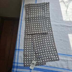 NWT Ann Taylor Silk Scarf, Brown Basketweave on White